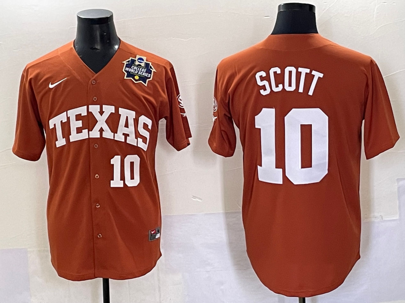Men Texas Longhorns #10 Scott brown Nike joint Name NCAA 2025 Jersey style 21->philadelphia phillies->MLB Jersey